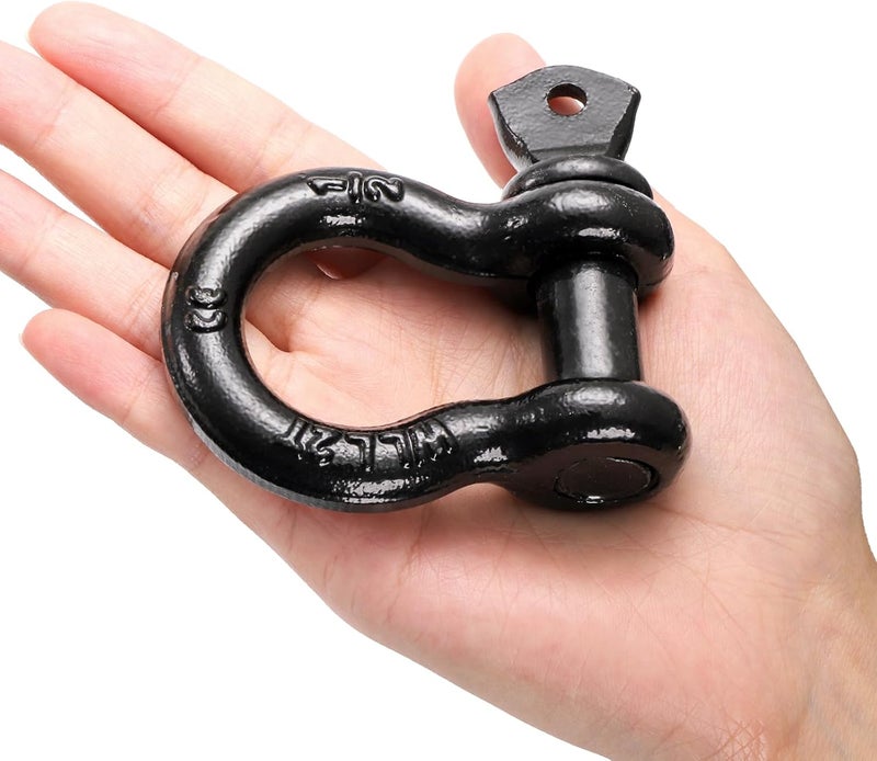 Bekith 6 Pack 1/2" D Ring Shackle 2.0 Ton (4,000 lbs) Capacity with Screw Pin, Heavy Duty D Shackles for Tow Strap, Winch, Off-Road Truck Vehicle Recovery, Black - Image 4